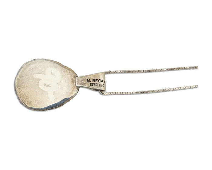 Navajo Necklace 925 Silver Natural Turquoise Artist Signed Mike Begay C.80's