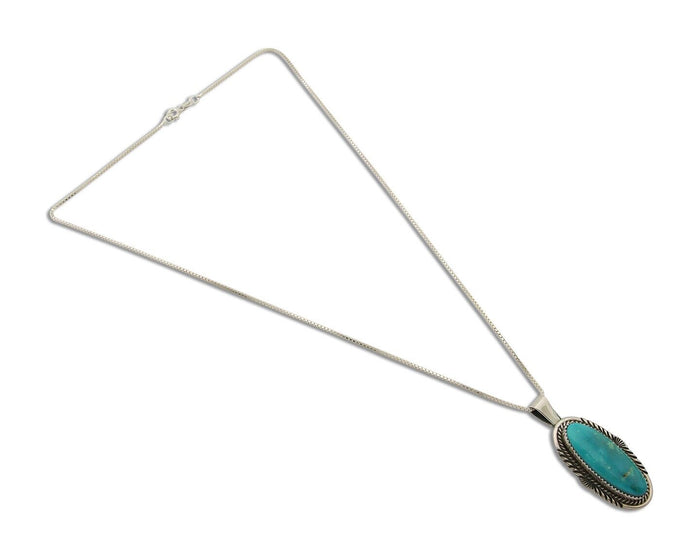 Navajo Necklace 925 Silver Natural Turquoise Artist Signed Mike Begay C.80's