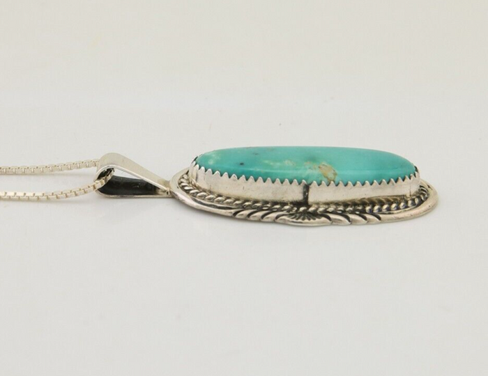 Navajo Necklace 925 Silver Natural Turquoise Artist Signed Mike Begay C.80's