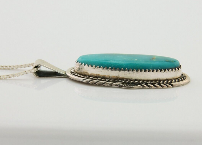 Navajo Necklace 925 Silver Natural Turquoise Artist Signed Mike Begay C.80's