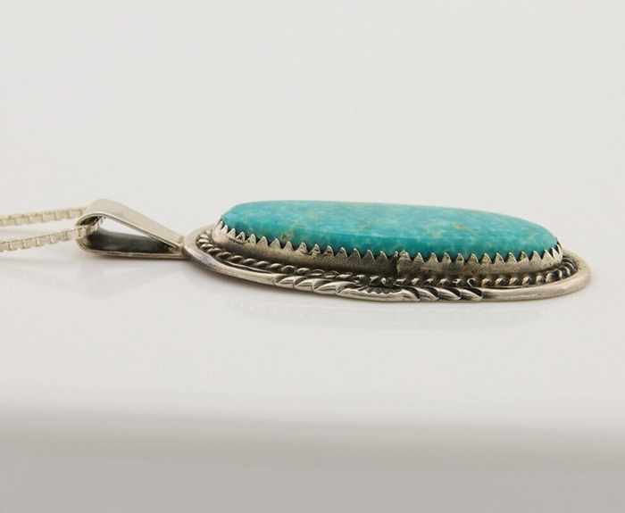 Navajo Necklace 925 Silver Natural Turquoise Artist Signed Mike Begay C.80's