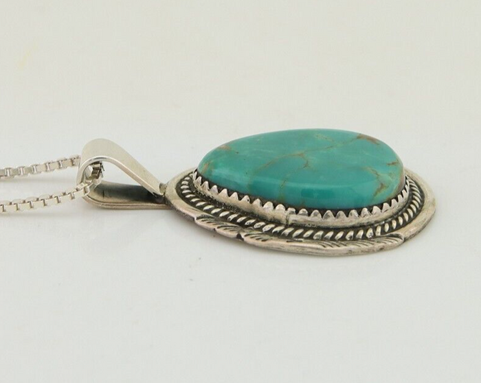 Navajo Necklace 925 Silver Natural Turquoise Artist Signed Mike Begay C.80's