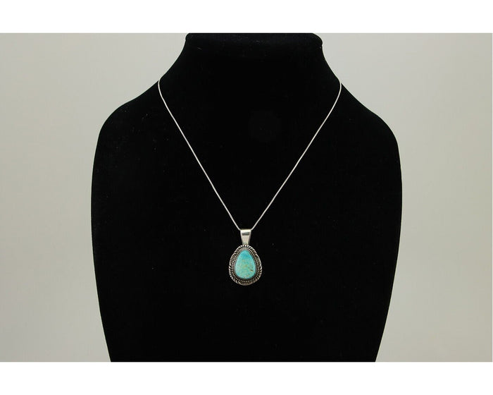 Navajo Necklace 925 Silver Natural Turquoise Artist Signed Mike Begay C.80's