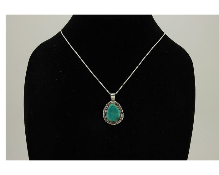 Navajo Necklace 925 Silver Natural Turquoise Artist Signed Mike Begay C.80's