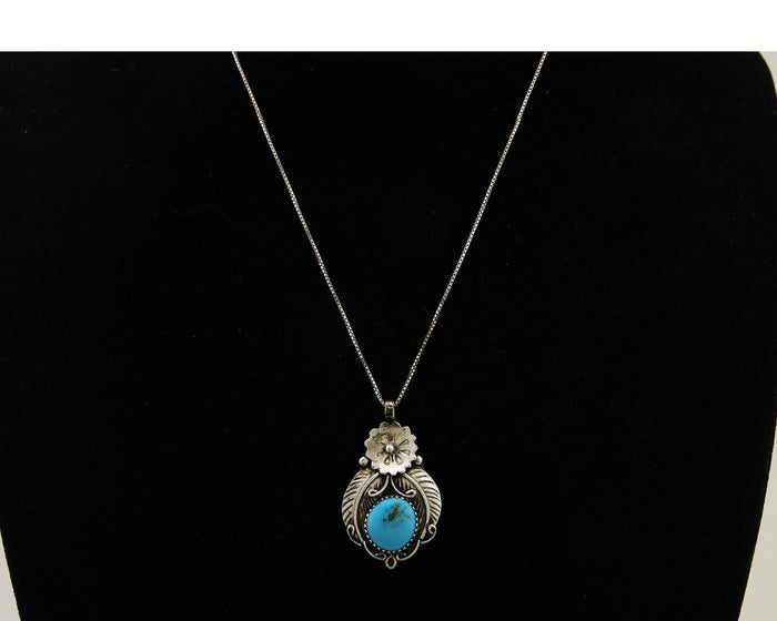 Navajo Necklace 925 Silver Natural Turquoise Artist Signed Mike Begay C.80's