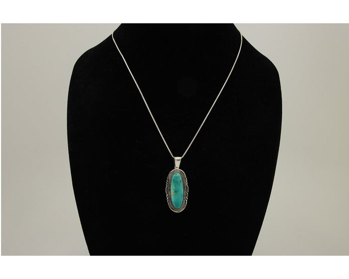 Navajo Necklace 925 Silver Natural Turquoise Artist Signed Mike Begay C.80's