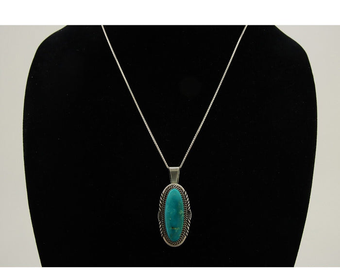 Navajo Necklace 925 Silver Natural Turquoise Artist Signed Mike Begay C.80's