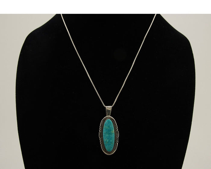 Navajo Necklace 925 Silver Natural Turquoise Artist Signed Mike Begay C.80's