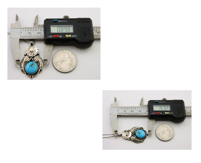 Navajo Necklace 925 Silver Natural Turquoise Artist Signed Mike Begay C.80's