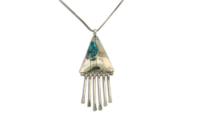 Navajo Necklace 925 Silver Natural Turquoise Artist Signed MT C.80's