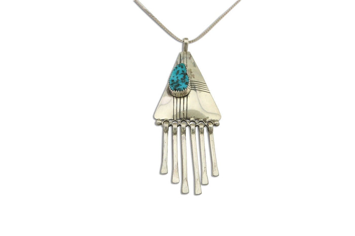Navajo Necklace 925 Silver Natural Turquoise Artist Signed MT C.80's