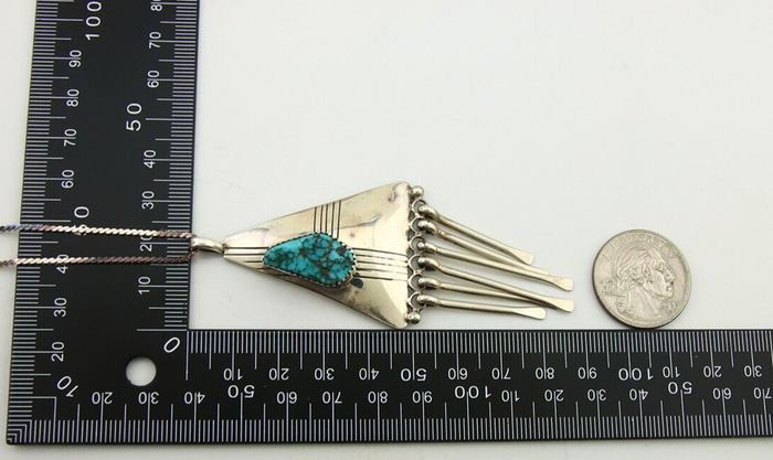 Navajo Necklace 925 Silver Natural Turquoise Artist Signed MT C.80's