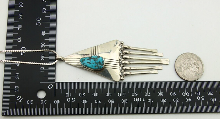 Navajo Necklace 925 Silver Natural Turquoise Artist Signed MT C.80's