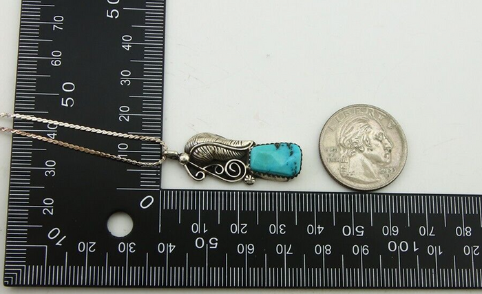 Navajo Necklace 925 Silver Natural Turquoise Artist Signed MZR+ C.80's