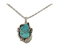 Navajo Necklace 925 Silver Natural Turquoise Artist Signed PM C.80's
