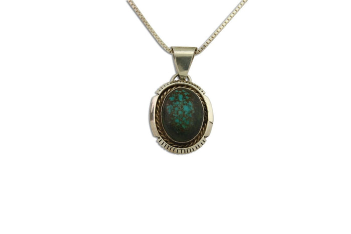 Navajo Necklace 925 Silver Natural Turquoise Artist Signed RR C.80's