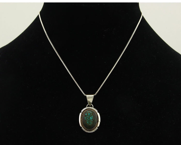 Navajo Necklace 925 Silver Natural Turquoise Artist Signed RR C.80's
