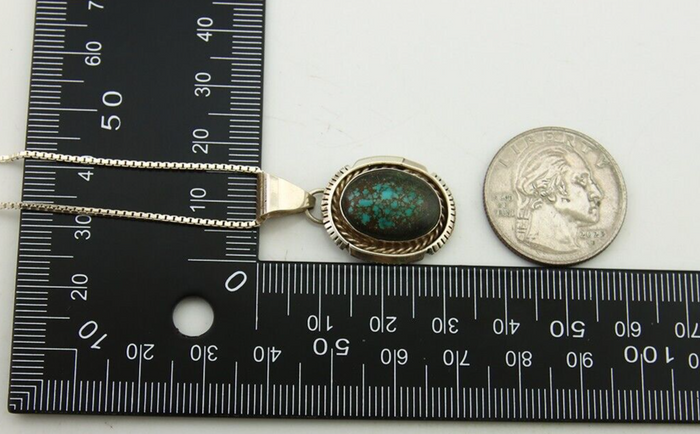 Navajo Necklace 925 Silver Natural Turquoise Artist Signed RR C.80's