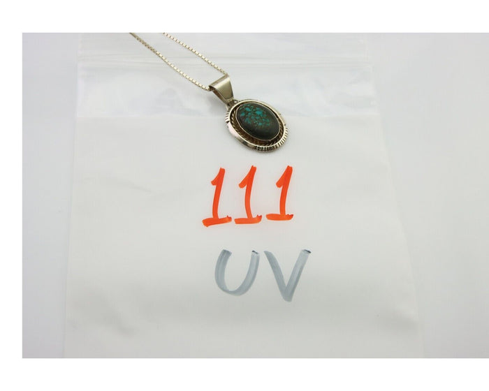 Navajo Necklace 925 Silver Natural Turquoise Artist Signed RR C.80's