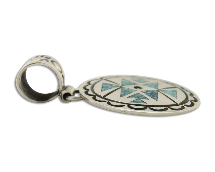 Navajo Necklace 925 Silver Natural Turquoise Artist Signed Stanley Bain C.80's