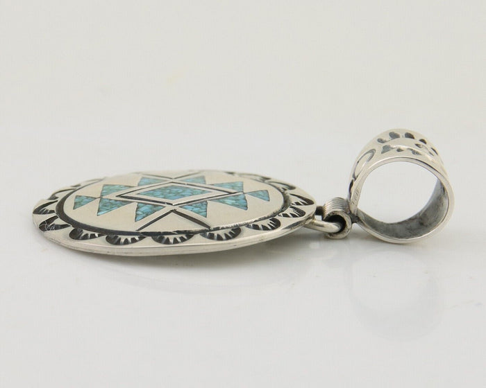 Navajo Necklace 925 Silver Natural Turquoise Artist Signed Stanley Bain C.80's