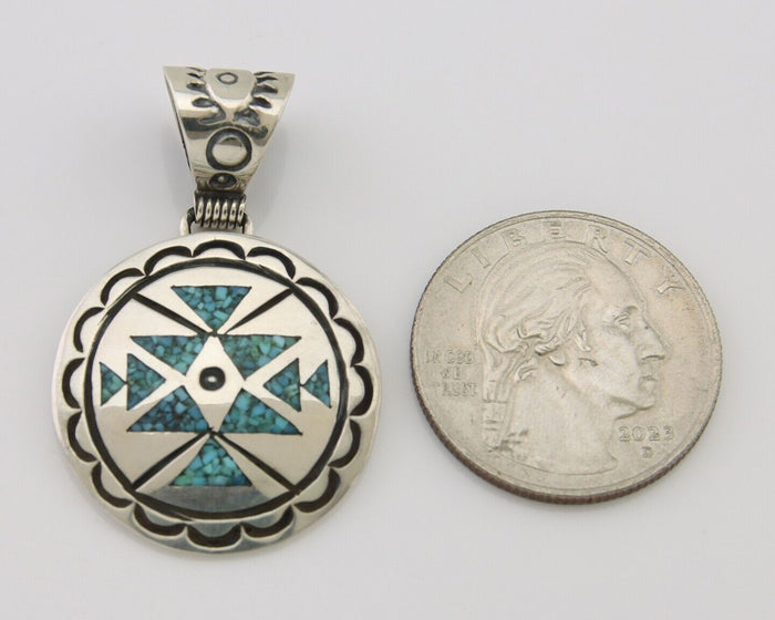 Navajo Necklace 925 Silver Natural Turquoise Artist Signed Stanley Bain C.80's