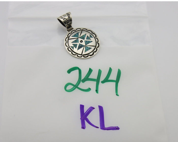 Navajo Necklace 925 Silver Natural Turquoise Artist Signed Stanley Bain C.80's