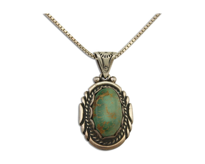 Navajo Necklace 925 Silver Natural Turquoise Artist Signed Sunrise C.80's