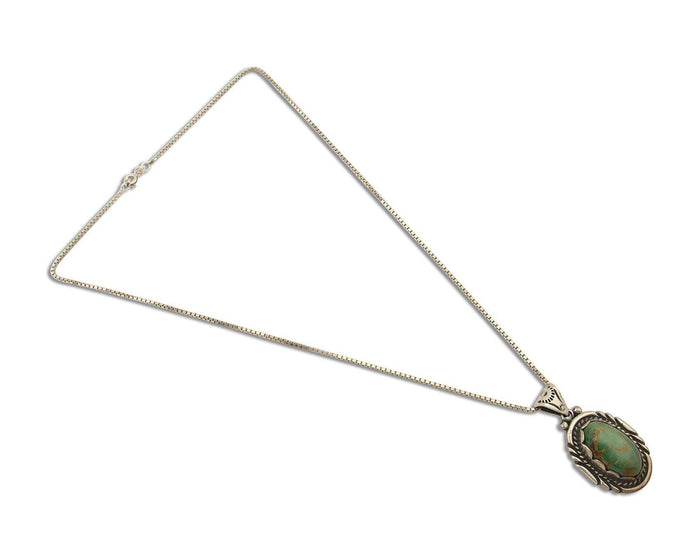 Navajo Necklace 925 Silver Natural Turquoise Artist Signed Sunrise C.80's