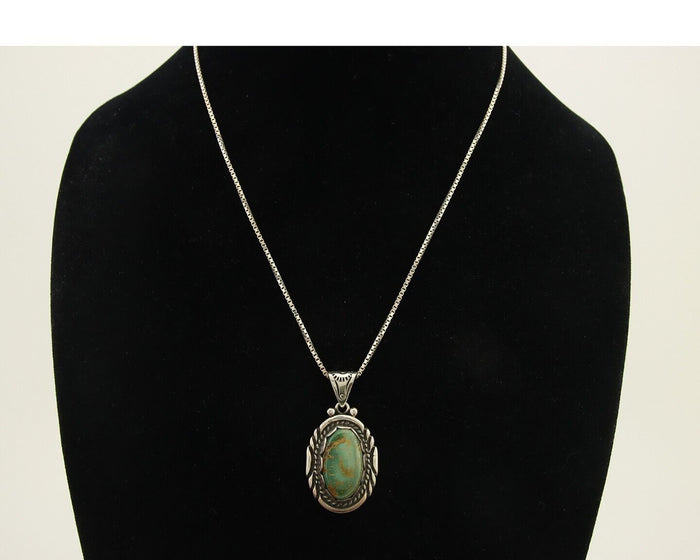Navajo Necklace 925 Silver Natural Turquoise Artist Signed Sunrise C.80's