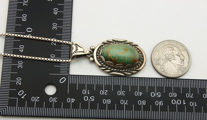 Navajo Necklace 925 Silver Natural Turquoise Artist Signed Sunrise C.80's