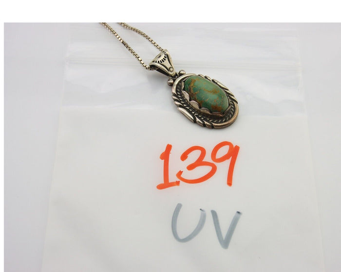 Navajo Necklace 925 Silver Natural Turquoise Artist Signed Sunrise C.80's