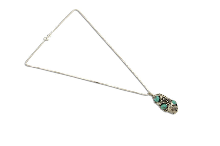 Navajo Necklace 925 Silver Natural Turquoise Artist Signed Tom Willeto C.80's