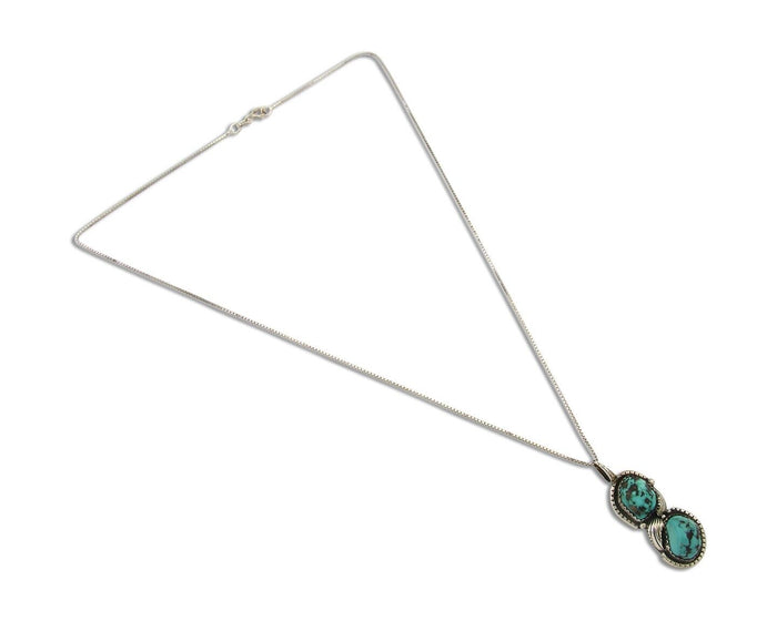 Navajo Necklace 925 Silver Natural Turquoise Artist Signed Tom Willeto C.80's