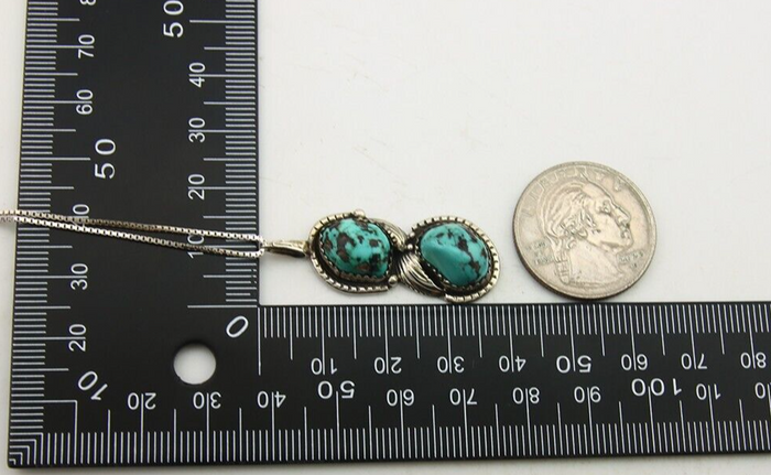 Navajo Necklace 925 Silver Natural Turquoise Artist Signed Tom Willeto C.80's