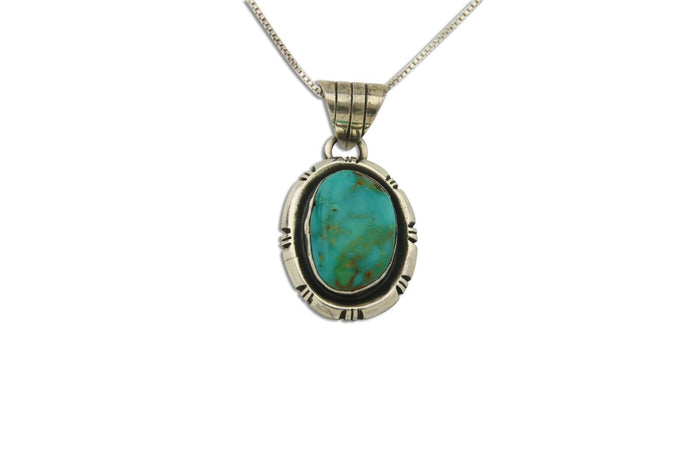 Navajo Necklace 925 Silver Natural Turquoise Artist Signed UP C.80's
