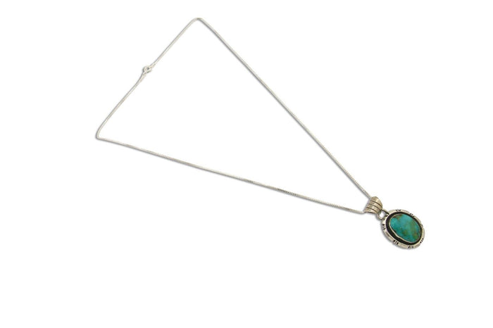 Navajo Necklace 925 Silver Natural Turquoise Artist Signed UP C.80's