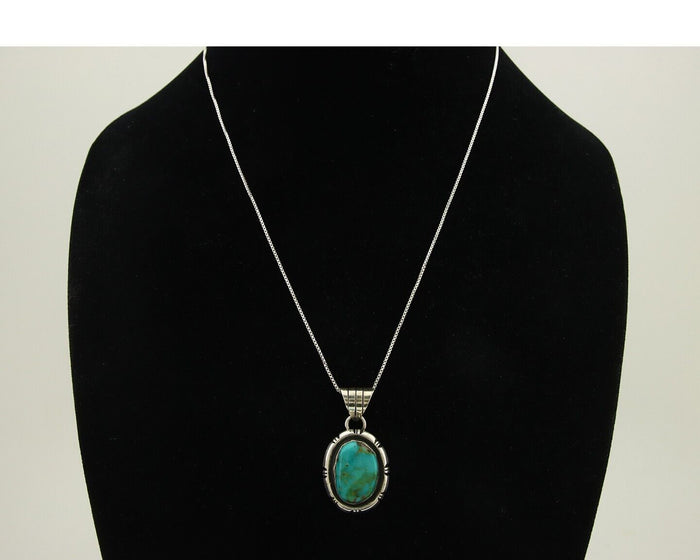 Navajo Necklace 925 Silver Natural Turquoise Artist Signed UP C.80's