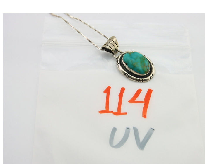 Navajo Necklace 925 Silver Natural Turquoise Artist Signed UP C.80's