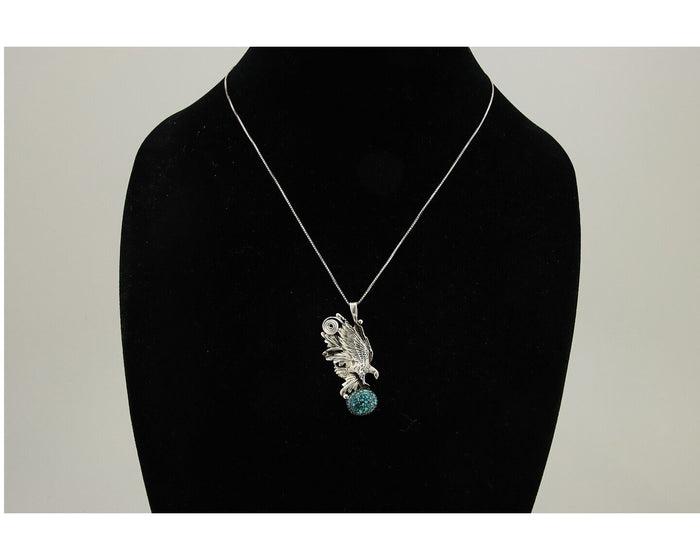 Navajo Necklace 925 Silver Natural Turquoise Artist Signed Wiehe C.80's