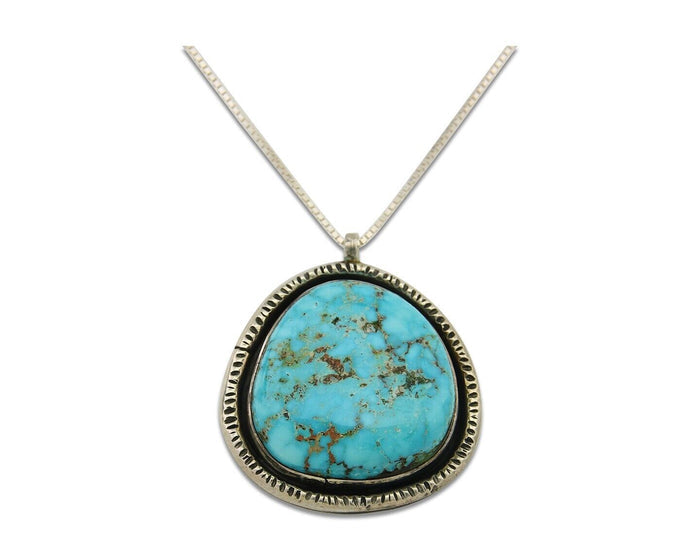 Navajo Necklace 925 Silver Natural Turquoise Artist Signed Yazzie C.80's