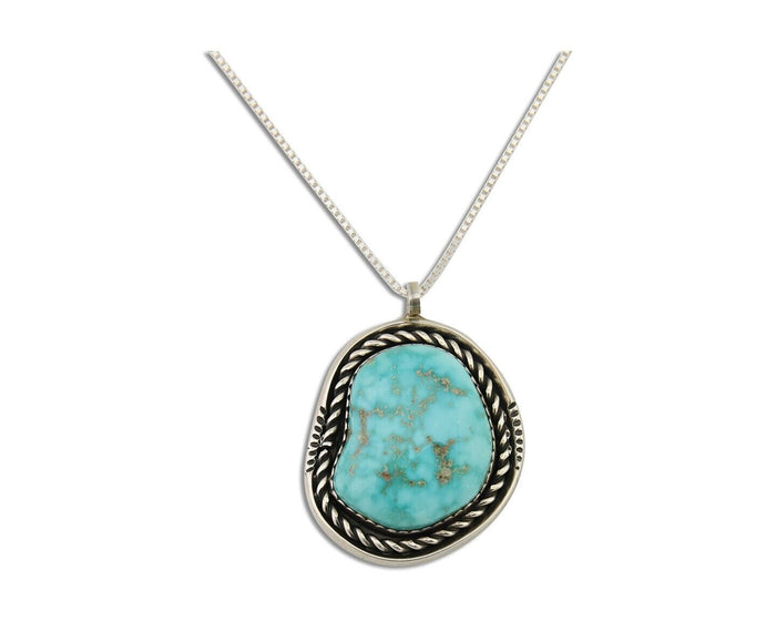 Navajo Necklace 925 Silver Natural Turquoise Artist Signed Yazzie C.80's