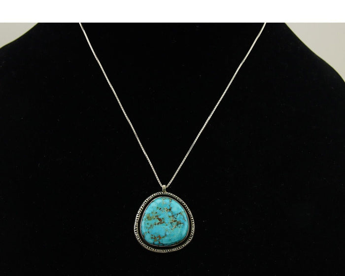 Navajo Necklace 925 Silver Natural Turquoise Artist Signed Yazzie C.80's
