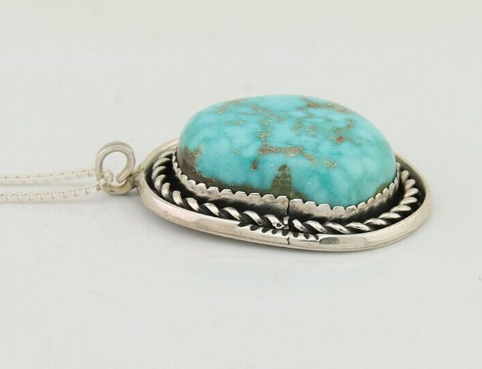 Navajo Necklace 925 Silver Natural Turquoise Artist Signed Yazzie C.80's