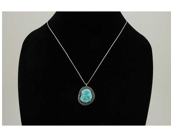 Navajo Necklace 925 Silver Natural Turquoise Artist Signed Yazzie C.80's