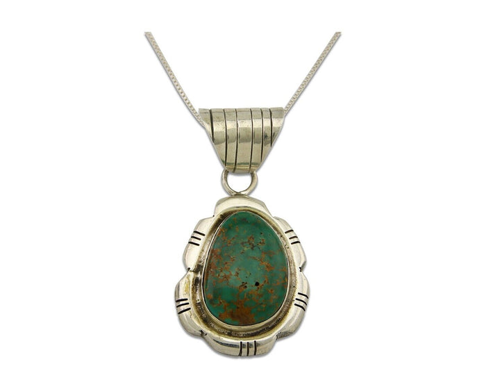 Navajo Necklace 925 Silver Natural Turquoise Handmade Signed FT C.80's