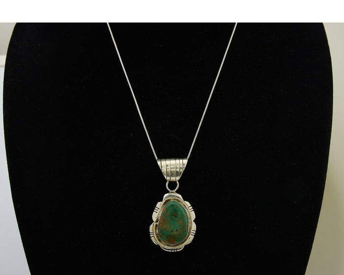 Navajo Necklace 925 Silver Natural Turquoise Handmade Signed FT C.80's