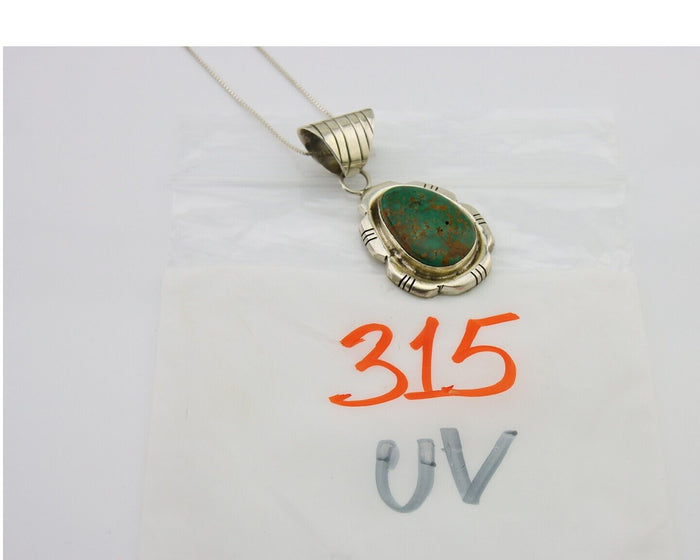 Navajo Necklace 925 Silver Natural Turquoise Handmade Signed FT C.80's