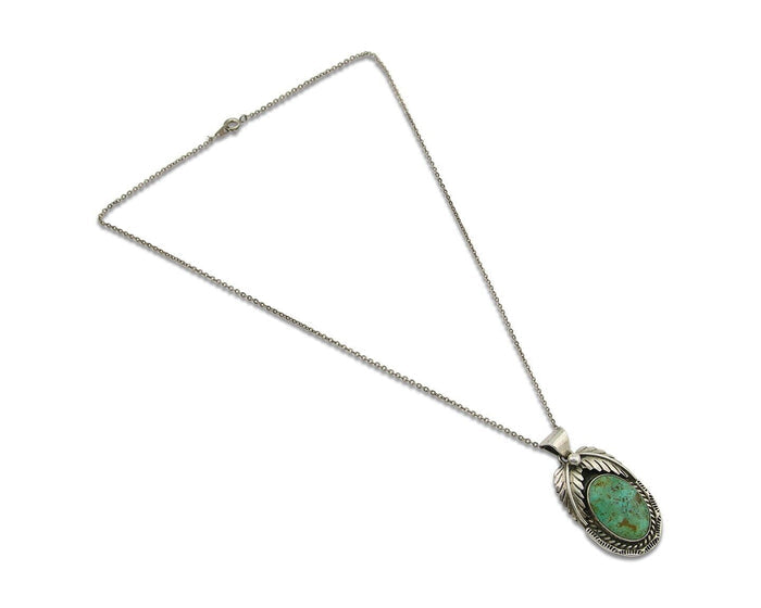 Navajo Necklace 925 Silver Natural Turquoise Handmade Signed Sun Rise C.80's