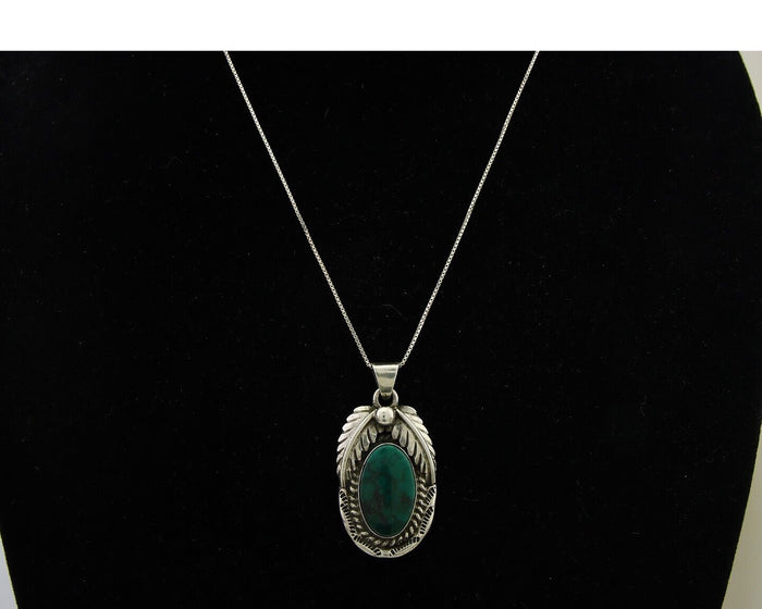 Navajo Necklace 925 Silver Natural Turquoise Handmade Signed Sun Rise C.80's